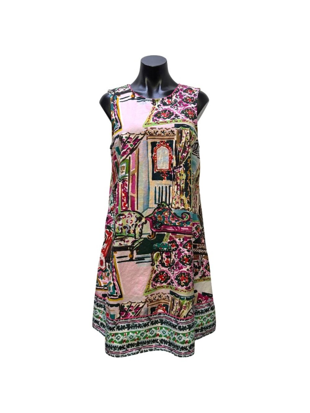 Anthropologie Multi-Color Shift Dress With Abstract Print Size M